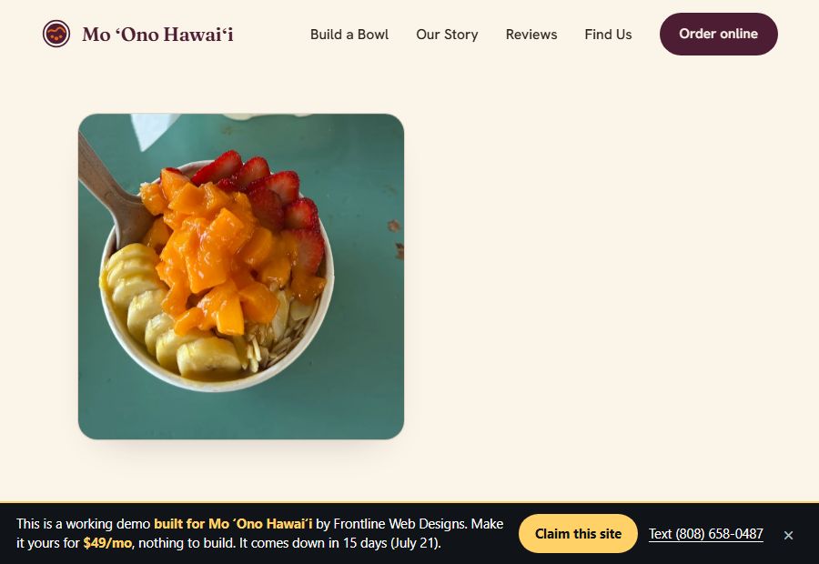 Mo Ono Hawaii website by Frontline Web Designs